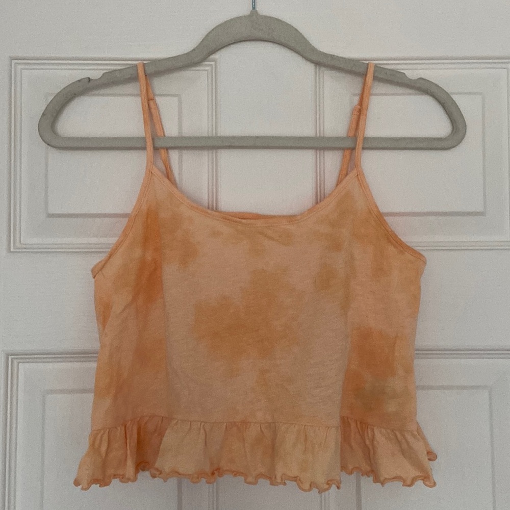 American Eagle Outfitters Orange Flowy Tie-Dye Crop Top